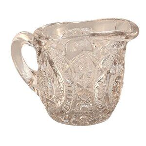 Vintage US Glass Childs Creamer Clear Glass With Intricate Star Design EAPG